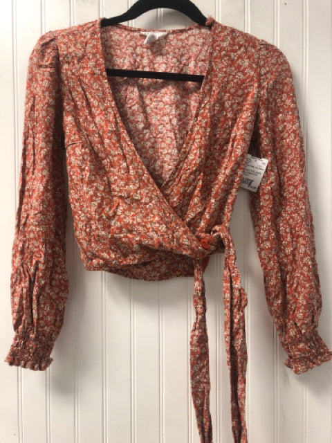 Orange Floral Japna Long Sleeve Shirt Women's