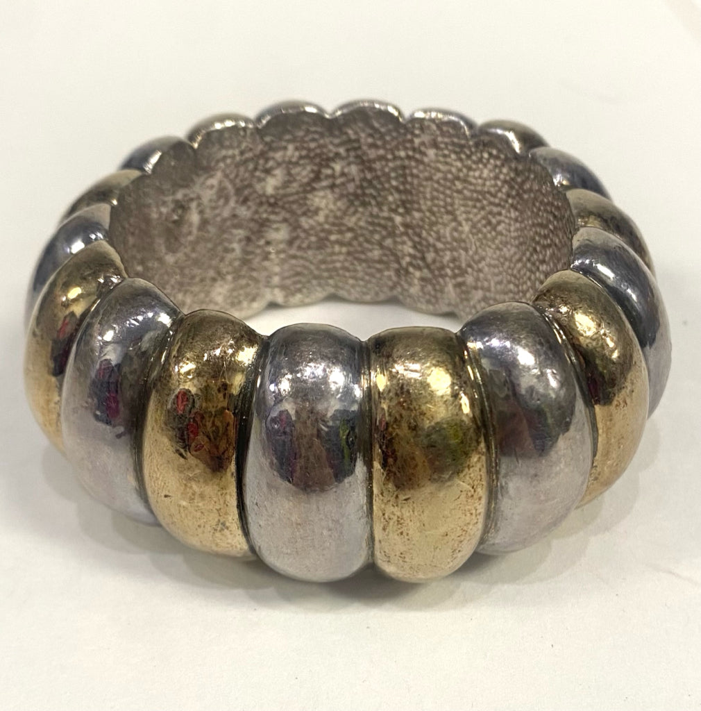 Vintage Designer YAACOV HELLER 925 Sterling Silver 1.5" Wide Two Tone Bracelet