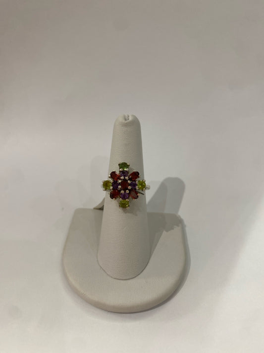 Sterling Silver Multi Stone Ring Size 6.5