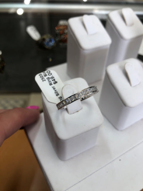 Sterling Silver Ring Size 9.5 CZ Eternity Band