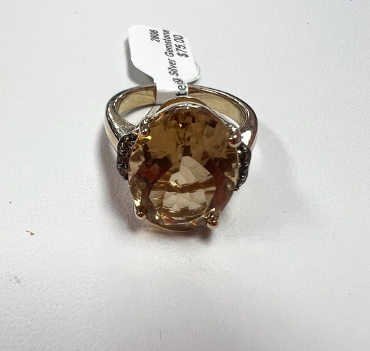 Sterling Silver Gemstone Ring JTV Size 8