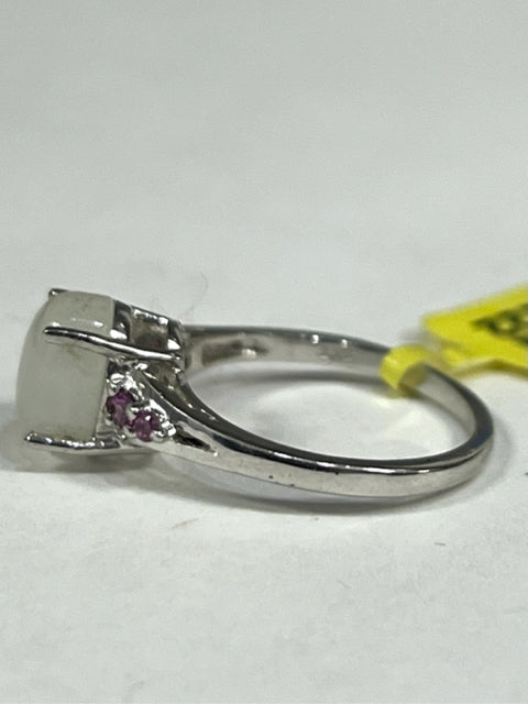 Chuck Clemency STS Sterling Silver Moonstone & Pink Tourmaline Ring Size 6