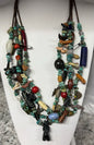 Vintage Native American Sterling Silver 4 Strand Heavy 28-32" Turquoise Necklace