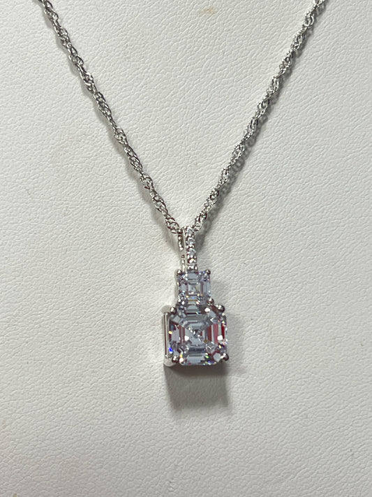 Sterling Silver CZ Necklace Pendant Chain New JTV