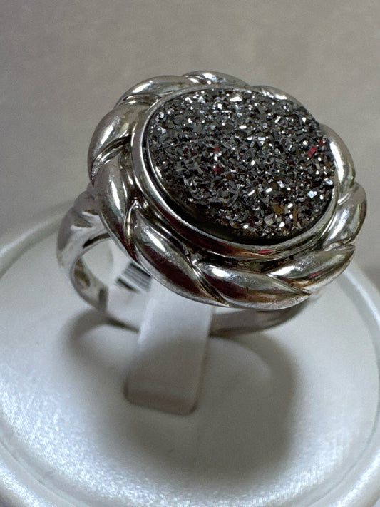 Sterling Silver Ring Size 11 Druzy