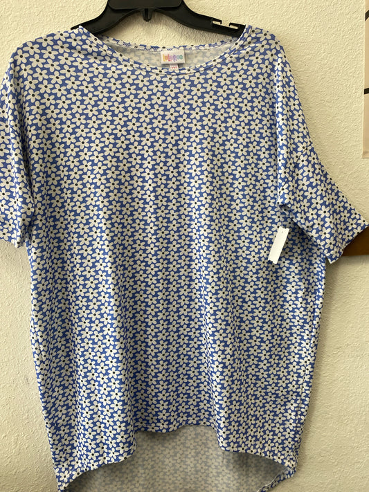 Blue/White LulaRoe Short Sleeve Shirt Women's