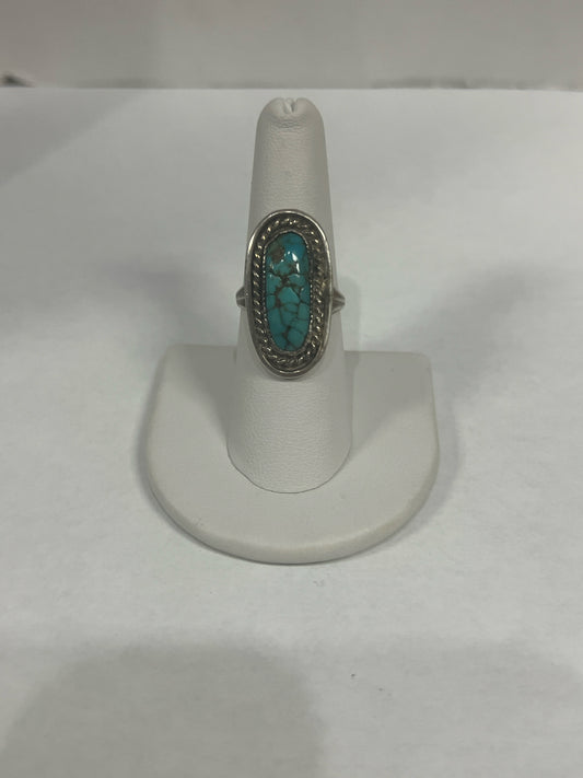 Navajo Sterling Silver Turquoise Ring Size 8