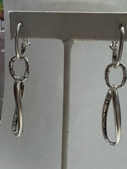 John Hardy Kali Sterling Silver Kali Lava Door Knocker Earrings 2.5" Dangle