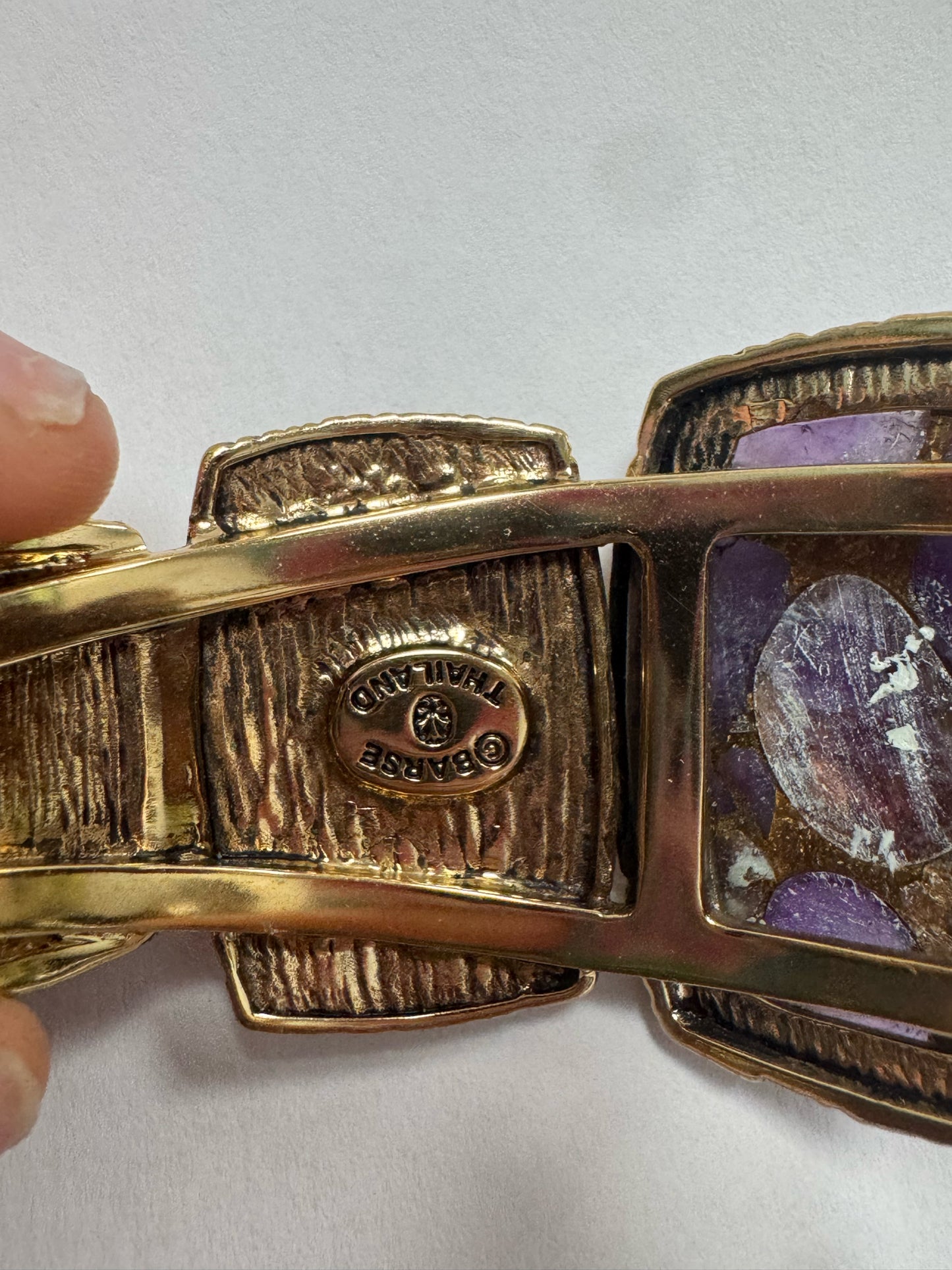 Barse Bronze & Mohave Amethyst Scroll Cuff Bracelet by Barse 1.5" Wide