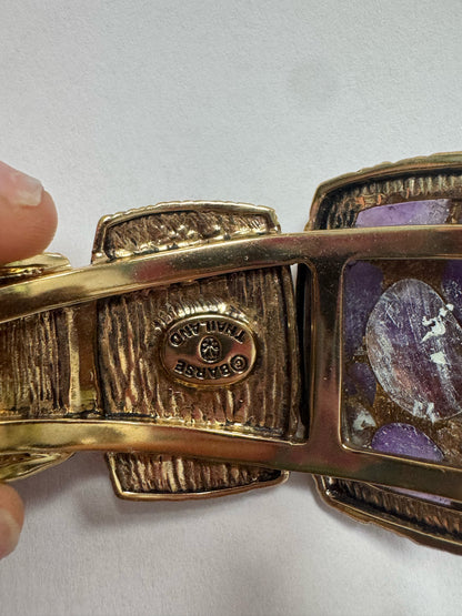 Barse Bronze & Mohave Amethyst Scroll Cuff Bracelet by Barse 1.5" Wide