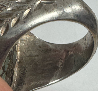 Vintage Native American Sterling Silver Heavy 29g Turquoise Ring Size 11.5