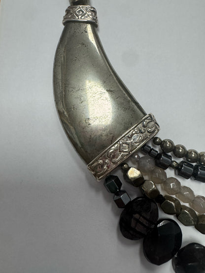 RETIRED Silpada Grandeur Necklace Sterling Statement Pyrite Hematite Quartz 925