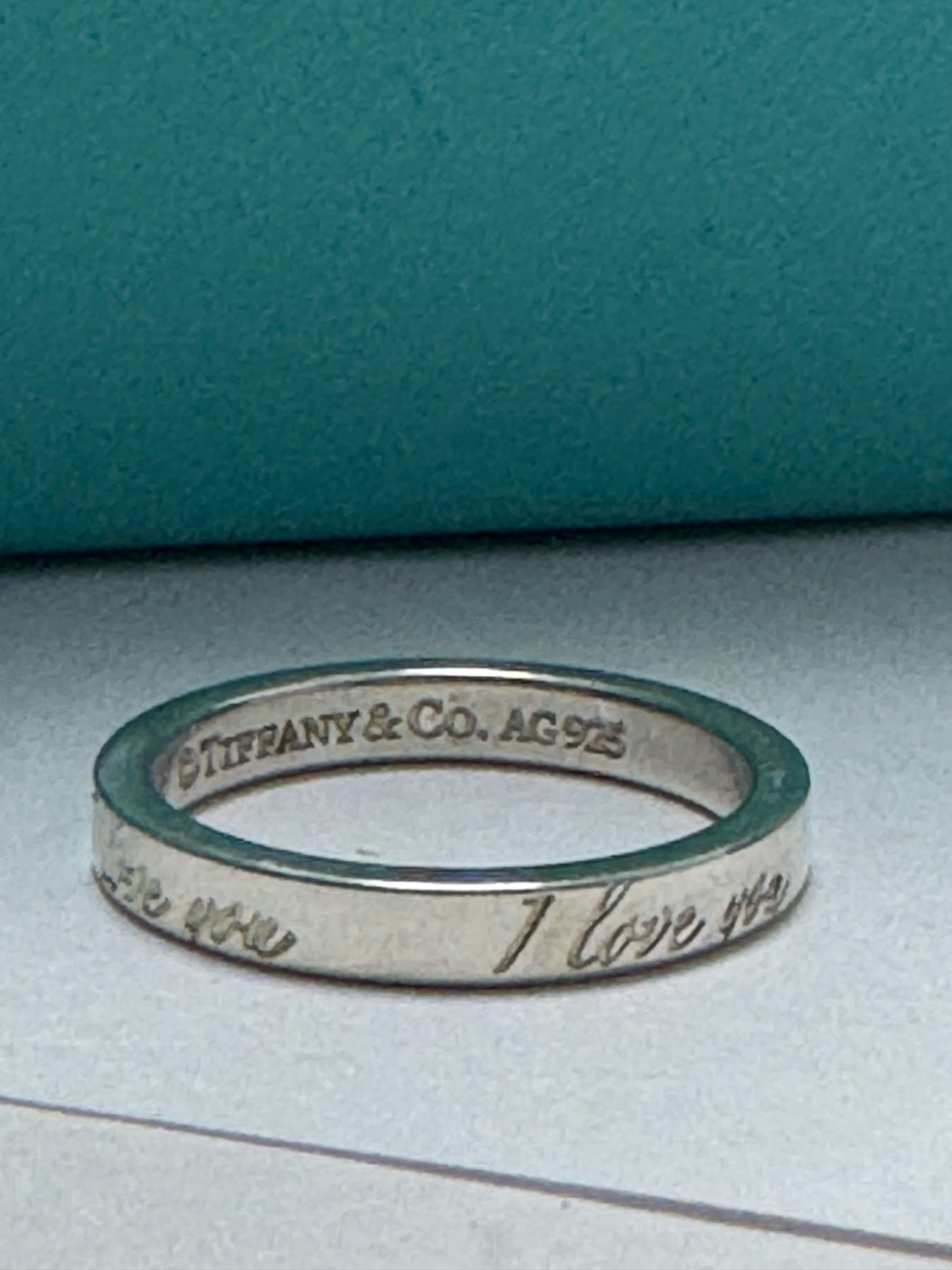 Tiffany & Co. Sterling Silver I Love You Notes Narrow Band Ring Size 5