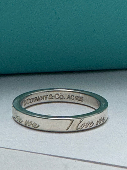 Tiffany & Co. Sterling Silver I Love You Notes Narrow Band Ring Size 5