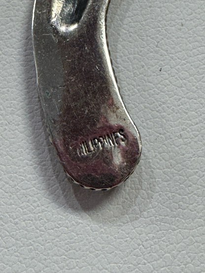 Sterling Silver 1.3" x 1.4" Horseshoe Necklace Adj 17"- 20" Purple Gemstones