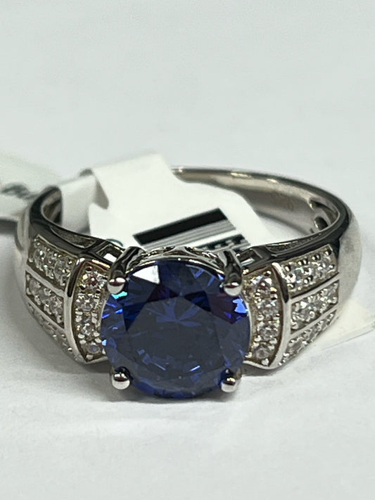 Sterling Silver Blue & White CZ Ring New w/ Tags JTV Size 9