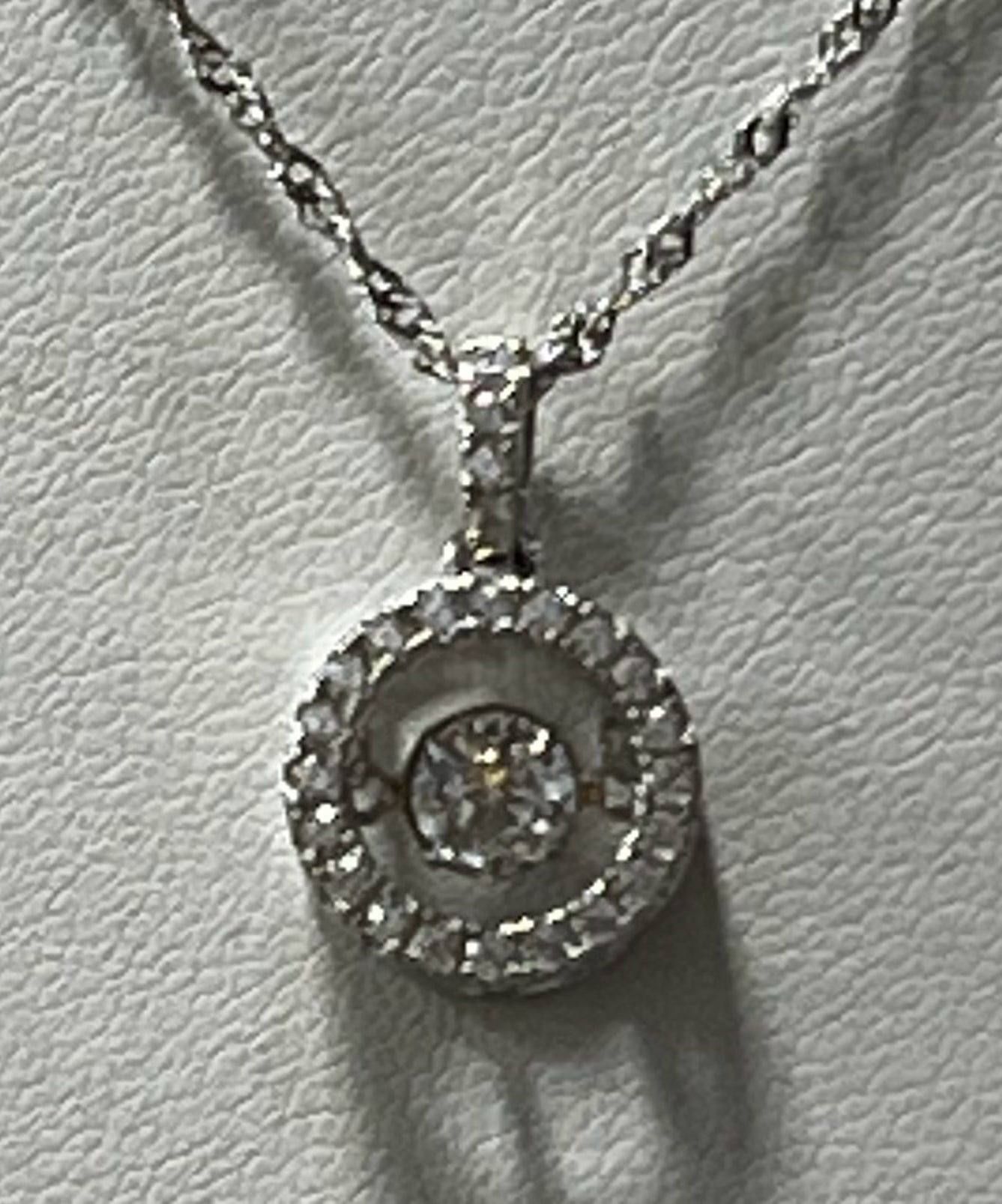 Sterling Silver CZ Necklace Pendant Chain New JTV