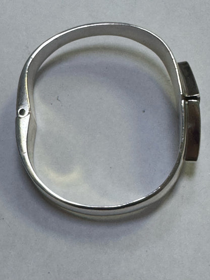 Taxco Sterling Silver Black Onyx Clamper Bangle Bracelet