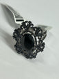 Sterling Silver Black Spinel ring Size 9 JTV New