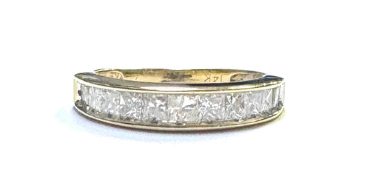 14ky 1 cttw Diamon Ring Princess Cut Band Size 6.75
