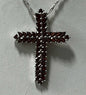 Sterling Silver Garnet Pendant Cross Chain New JTV