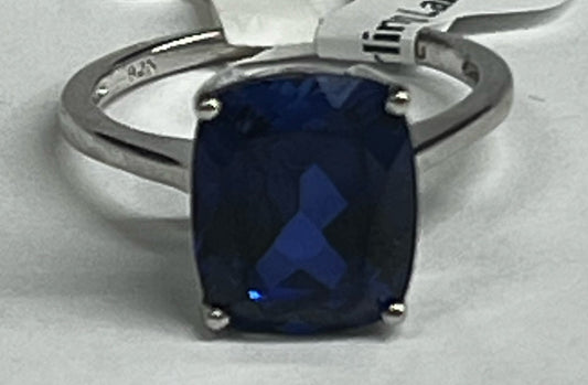 Sterling Lab Created Sapphire Ring New w/ Tags JTV Size 8