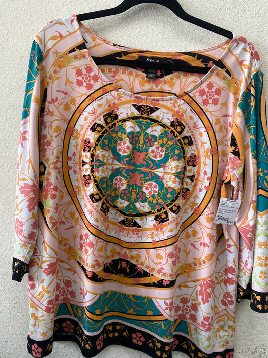 Pink Print Style & Co. Short Sleeve Shirt Women's