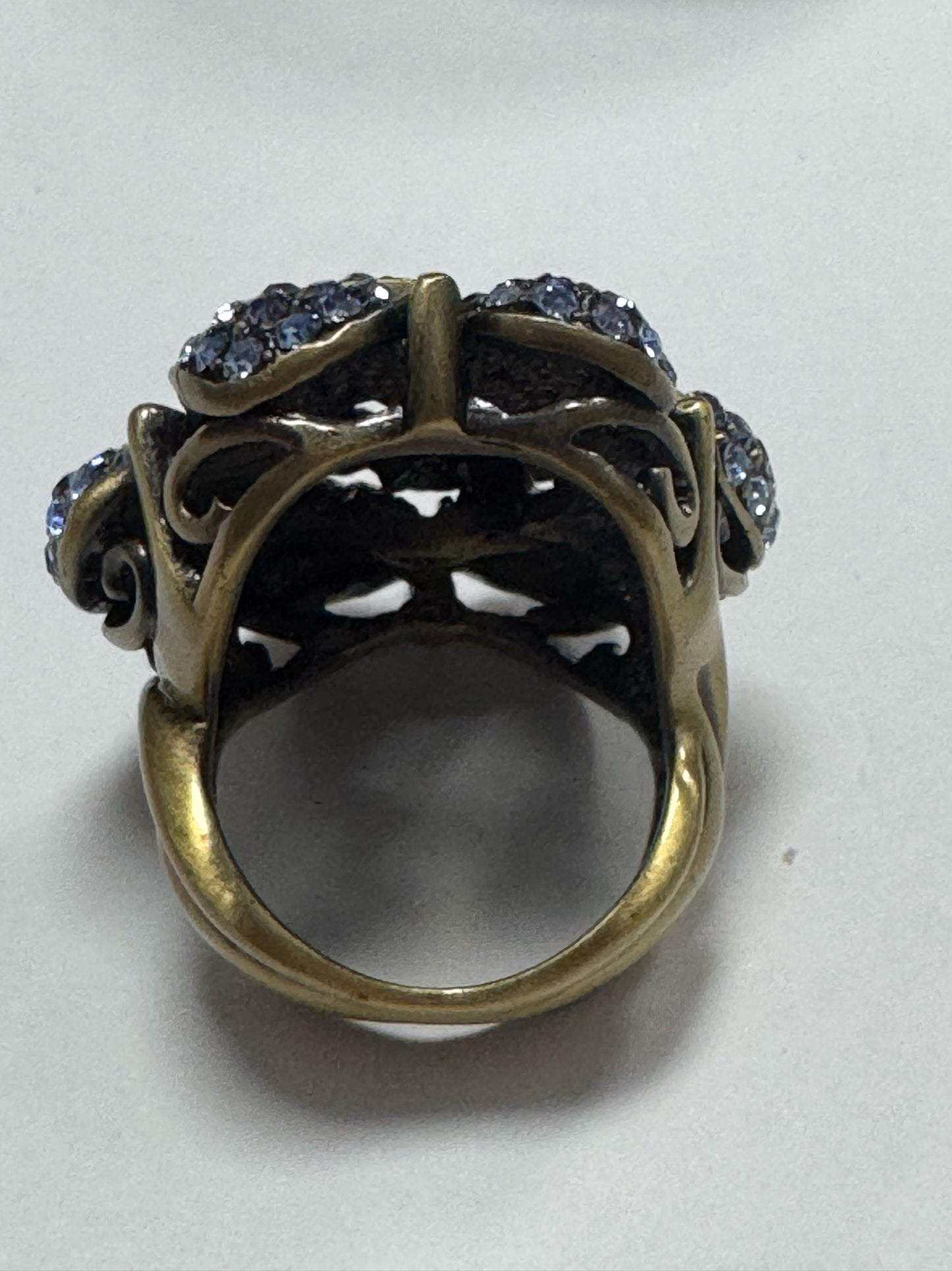 Heidi Daus PETAL PROFUSION Blue Purple Crystal Flower Ring Size 6