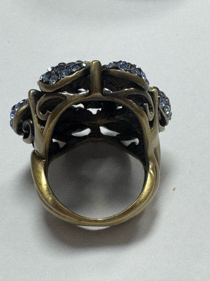Heidi Daus PETAL PROFUSION Blue Purple Crystal Flower Ring Size 6