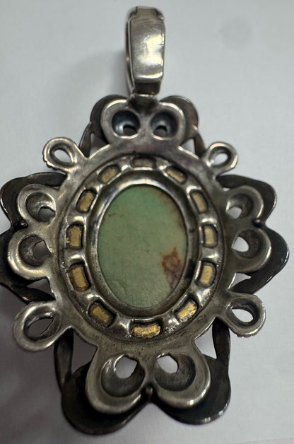 Carolyn Pollack Pendant Enhancer Green Turquoise Sterling Silver Copper Brass