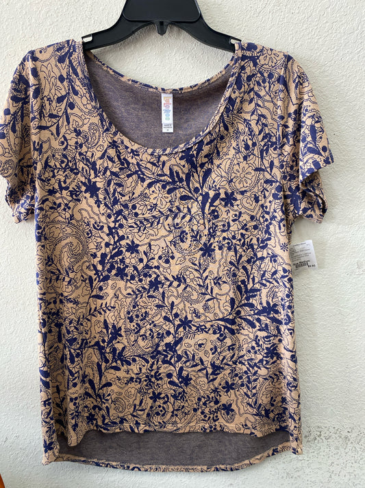 Beige/Navy LulaRoe Short Sleeve Shirt Women's