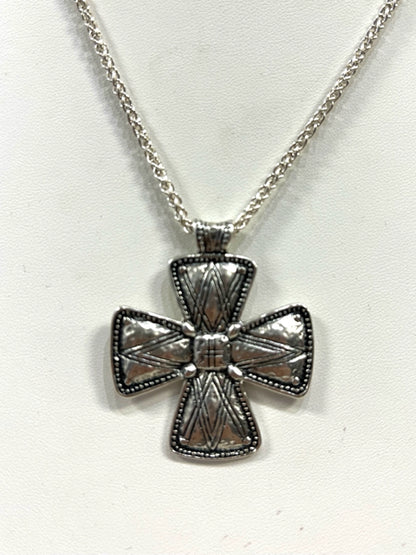 SILPADA N3185 Sterling Silver Posh Principles Cross Pendant Necklace 32" Chain