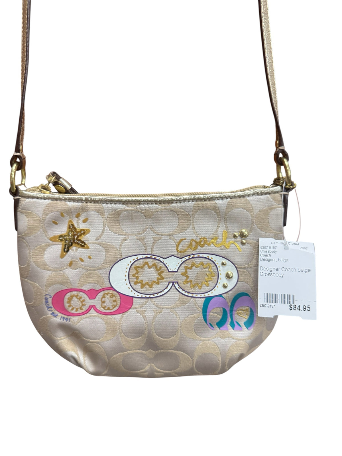 Designer Coach beige Crossbody