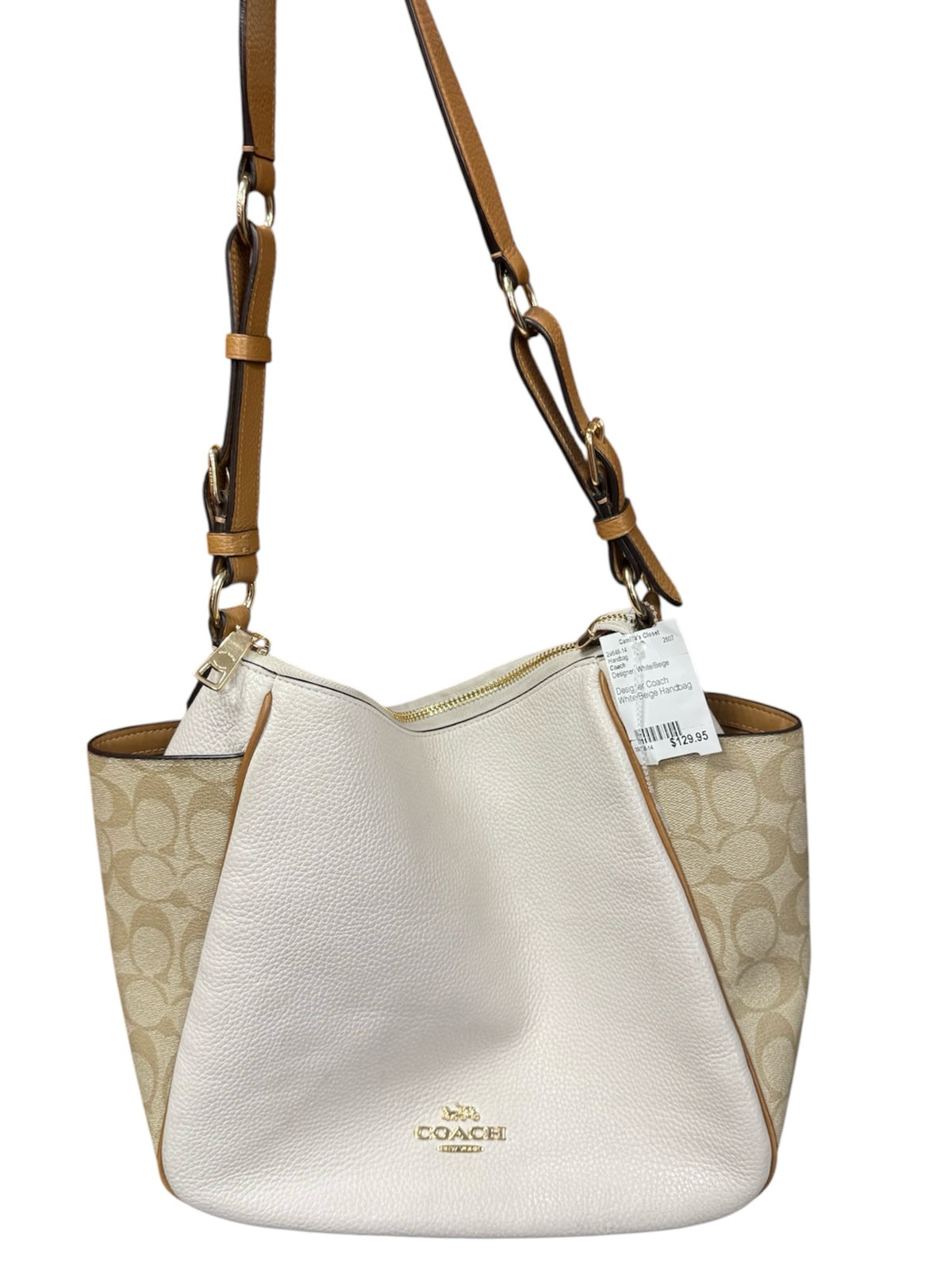 Designer Coach White/Beige Handbag