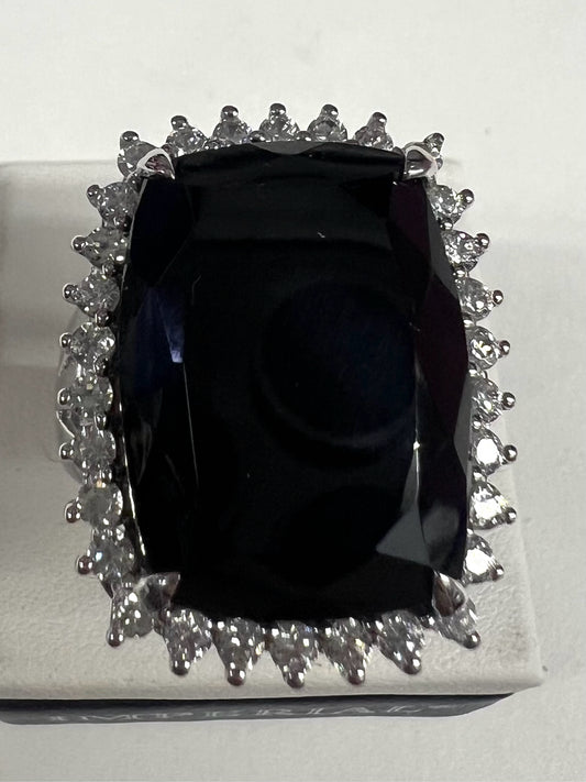 Sterling Silver Black Onyx Ring Size 8 JTV