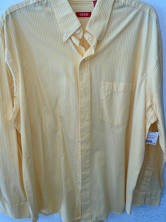 Yellow/White Izod Long Sleeve Shirt Men's