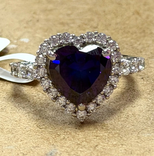 Sterling Silver Purple CZ Ring Size 8 New w/ Tags JTV