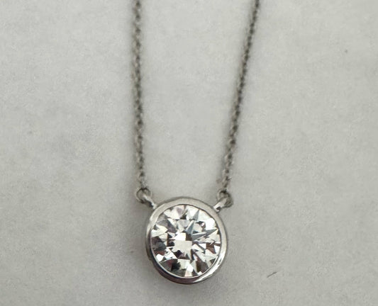 14kw 1 ct Lab Grown Diamond Pendant & Chain 16.5" - 17.5"