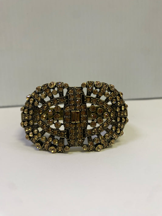 Heidi Daus Art Deco Style Clamper Bangle Bracelet Champagne Swarovski Crystals