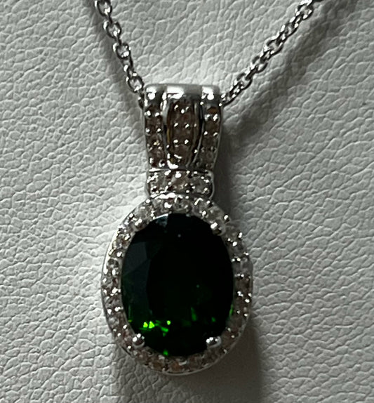 Sterling Chrome Diopside Pendant & Necklace New JTV