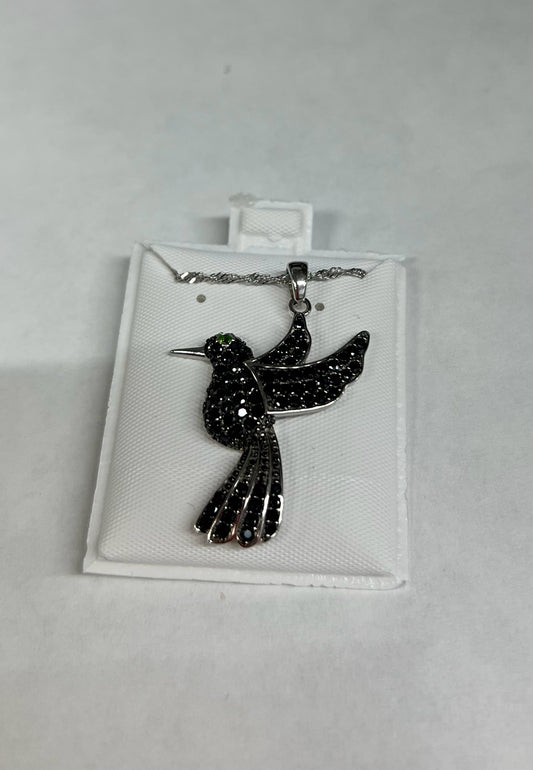Sterling Black Spinel Pendant & Chain JTV Cross and Chain