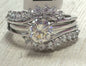 Sterling Strontium Titanate Ring Wedding Set New Size 8 Solitaire & Guard JTV