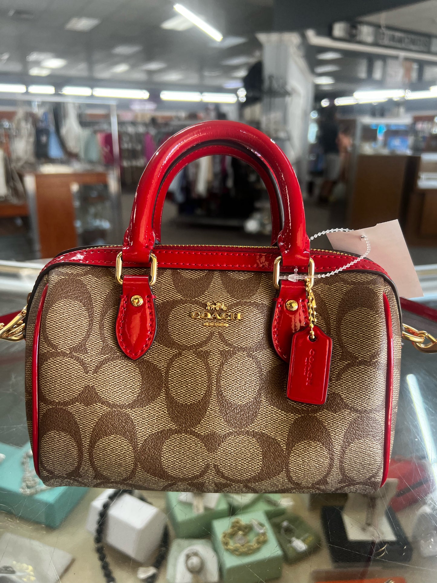 Designer Coach Red/Brown Crossbody
