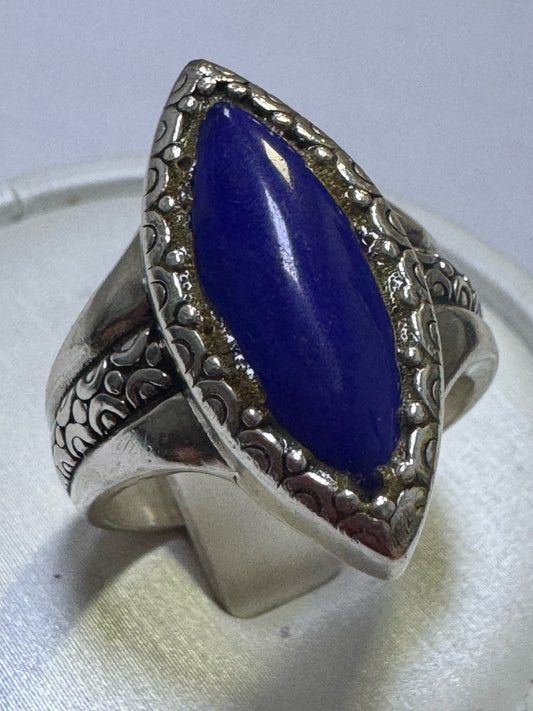 Carolyn Pollack Relios Marquise Blue Lapis 925 Sterling Silver Ring Size 7.5