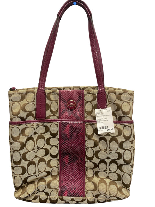 Designer Coach Beige/Raspberry Handbag