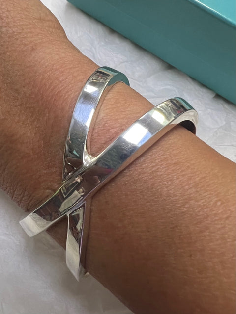 Tiffany & Co. Paloma Picasso Sterling Silver Graffiti X Cuff Bracelet w/ Box