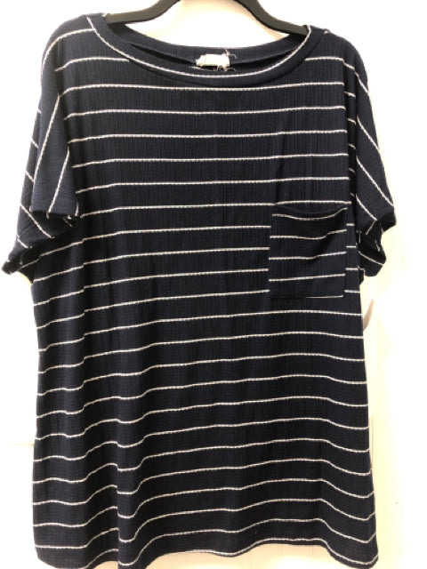 Navy Striped Ninexis Short Sleeve Shirt Women's