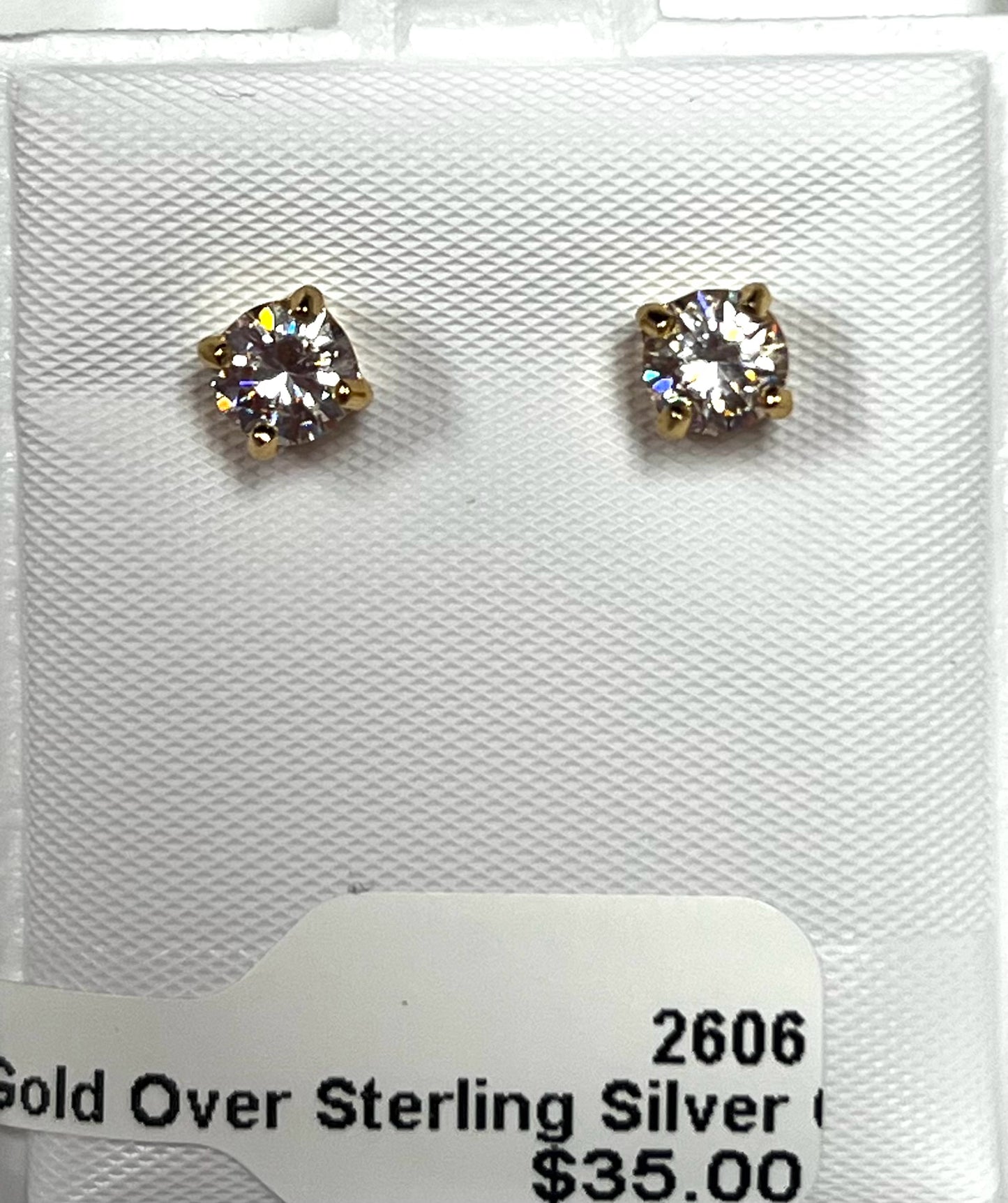 Gold Over Sterling Silver CZ Earrings New JTV