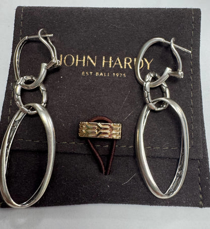 John Hardy Kali Sterling Silver Kali Lava Door Knocker Earrings 2.5" Dangle