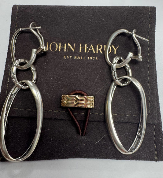 John Hardy Kali Sterling Silver Kali Lava Door Knocker Earrings 2.5" Dangle